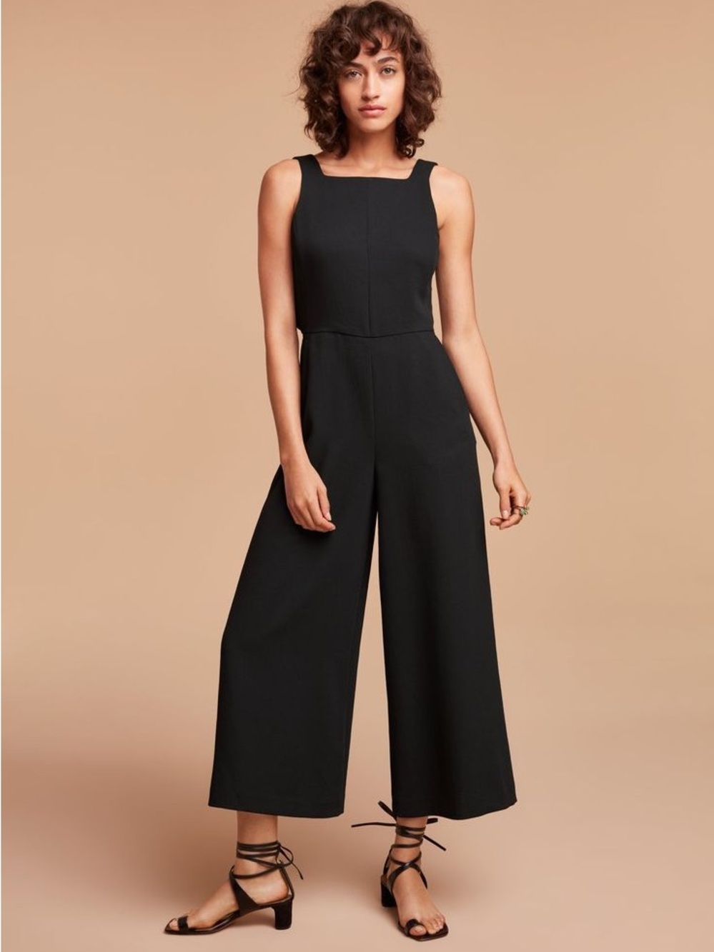 Wilfred Black Ecoulement Square-Neck Wide-Leg Jumpsuit